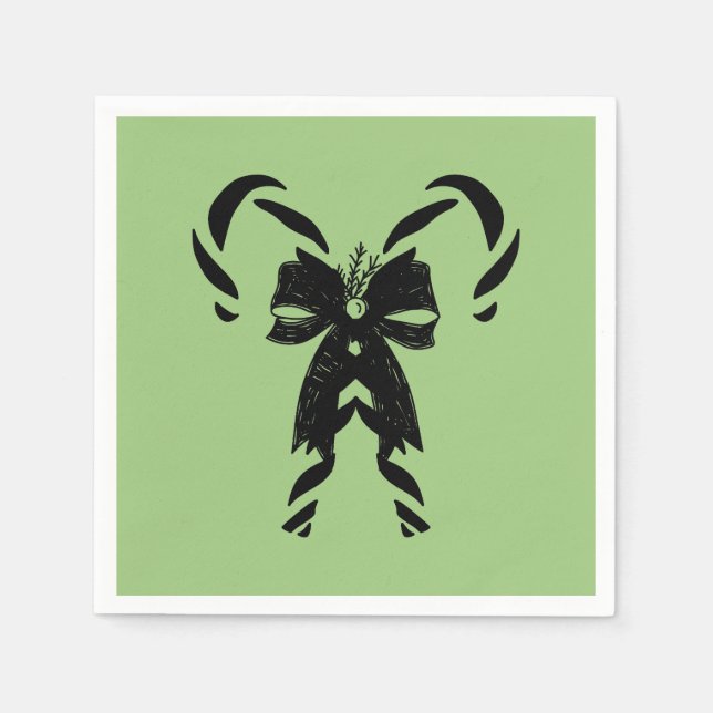Servilleta De Papel Candy Canes with Pine Needles & Bow (Anverso)