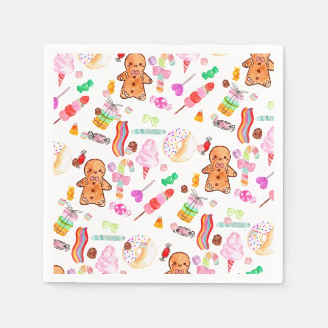 Servilleta De Papel Candy Donut Candyland Niños Candyland Cumpleaños (Anverso)