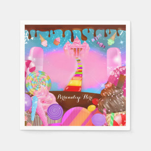 Servilleta De Papel Candy Land Fiesta Fantasía Cumpleaños Personalizad