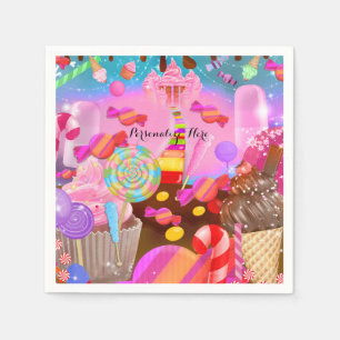 Servilleta De Papel Candy Land Fiesta Fantasía Cumpleaños Personalizad