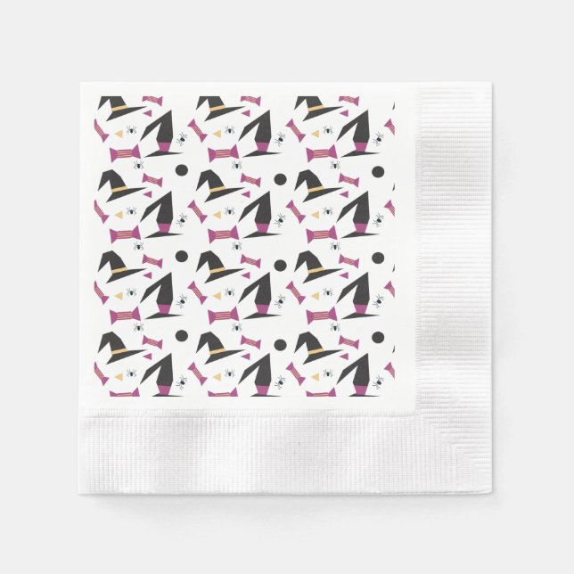 Servilleta De Papel Candy Spiders, Gorra de brujas de la fiesta de Hal (Anverso)