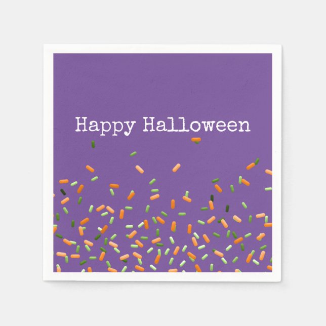 Servilleta De Papel Candy Sprinkles Happy Halloween Naranja Green (Anverso)