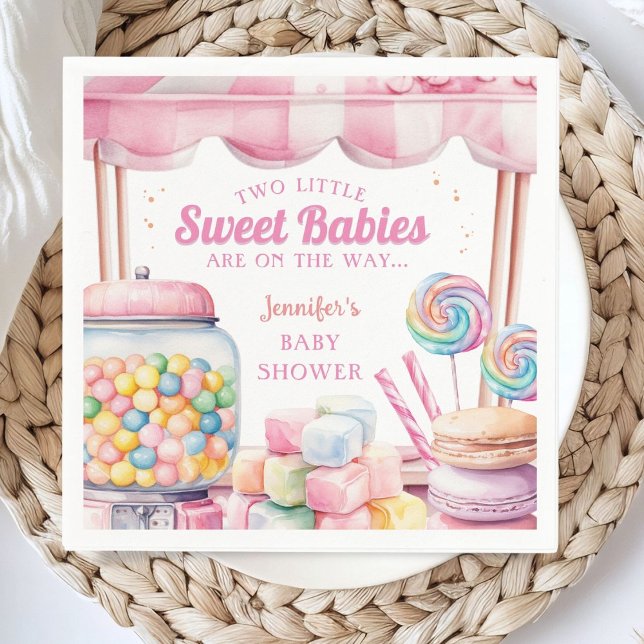 Servilleta De Papel Candyland Twins Baby Shower Sweets Paper Napkin (Subido por el creador)