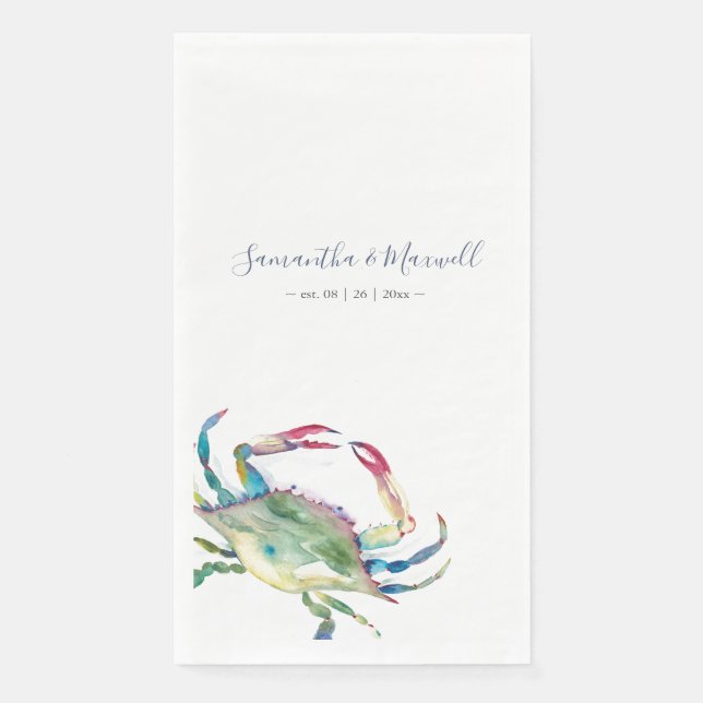 Servilleta De Papel Cangrejo acuático Toallas personalizadas para hués (Anverso)