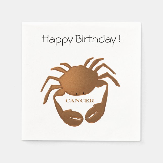 Servilleta De Papel Cangrejo de cáncer Zodiac Feliz cumpleaños (Anverso)