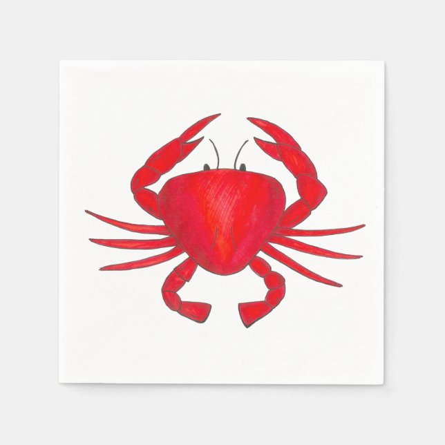 Servilleta De Papel Cangrejo Rojo Baltimore Maryland Crabs Beach Napki (Anverso)