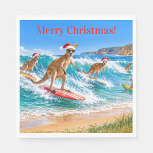 Servilleta De Papel Canguro de Navidad surfeando en Bells Beach