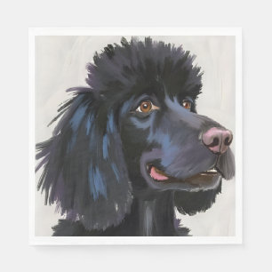 Servilleta De Papel Caniche Negro Pintura de Mascota Acuarela de Per
