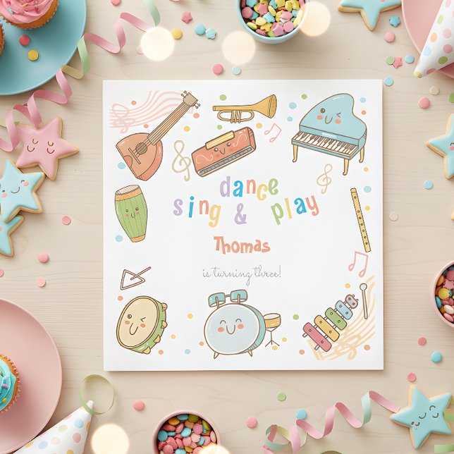 Servilleta De Papel Cantar danza y jugar a los niños cumpleaños (Subido por el creador)