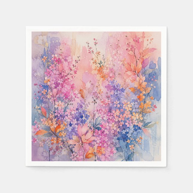Servilleta De Papel Canto de Pájaros entre Flores (Anverso)