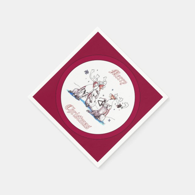 Servilleta De Papel Canto Navidades Caribou Holiday diseñado (Borde)