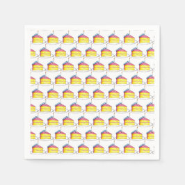 Servilleta De Papel Capa Amarilla Rosa Feliz Cumpleaños Vela De Pastel