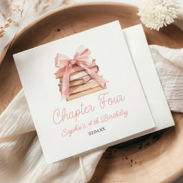 Servilleta De Papel Capítulo Cuatro Libros de lazo rosa Fiesta de cump