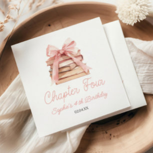 Servilleta De Papel Capítulo Cuatro Libros de lazo rosa Fiesta de cump