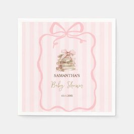 Servilleta De Papel Capítulo Nuevo Arco Rosa Rayas Baby Shower