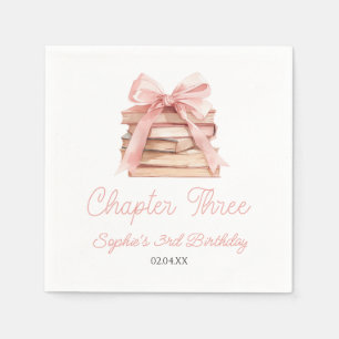 Servilleta De Papel Capítulo Tres Libros con Lazo Rosa Fiesta de Cumpl