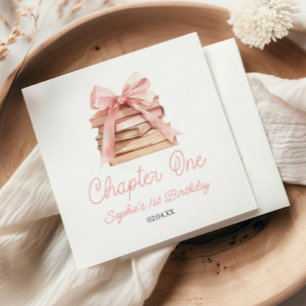 Servilleta De Papel Capítulo Uno Lazo Rosa Libros Fiesta de Cumpleaños