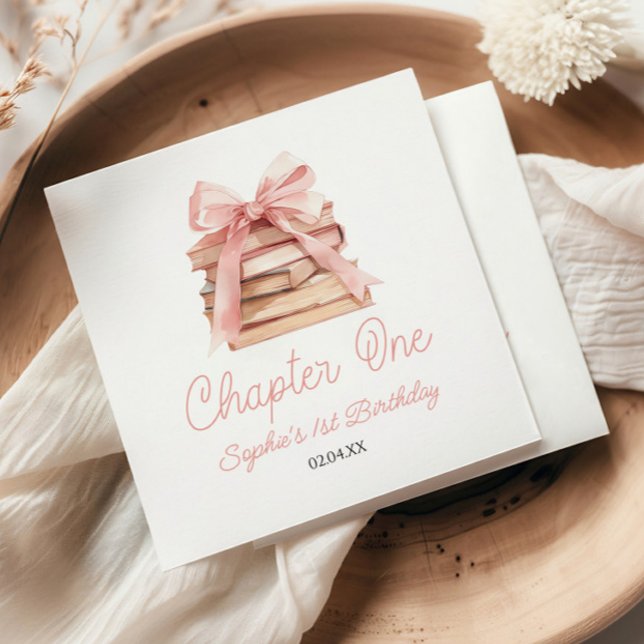 Servilleta De Papel Capítulo Uno Lazo Rosa Libros Fiesta de Cumpleaños (Subido por el creador)