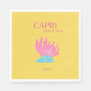 Servilleta De Papel Capri Dolce Vita, arte de viajes, amarillo