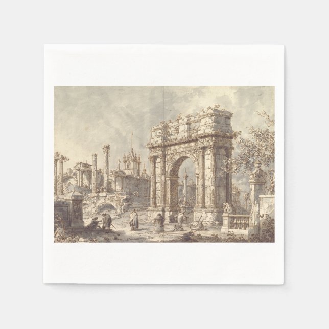 Servilleta De Papel Capricho con un Arco de Triunfo Romano (Anverso)