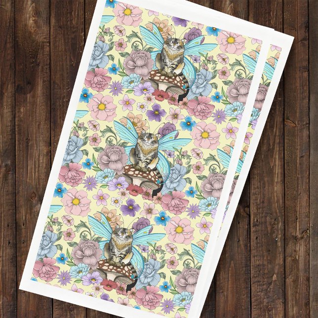 Servilleta De Papel Caprichosa gata hada atigrada pastel Floral Fantas (Subido por el creador)