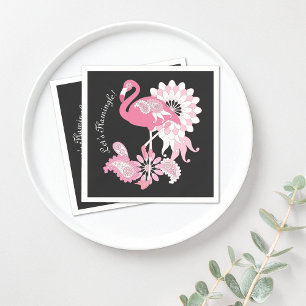 Servilleta De Papel Caprichoso Flamenco Rosa Negro Moderno