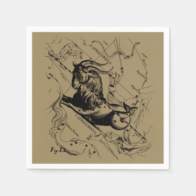 Servilleta De Papel Capricornio Mapa de Constelación Hevelius alrededo (Anverso)