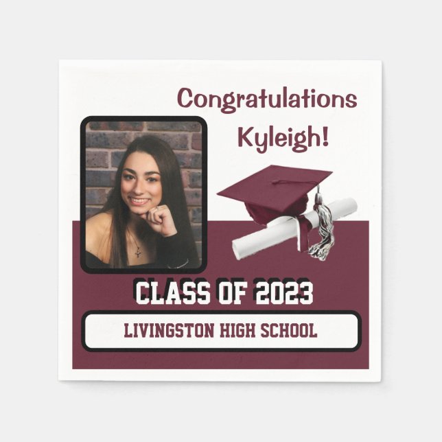 Servilleta De Papel Cápsula y diploma, marrón y graduación blanca (Anverso)