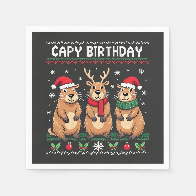 Servilleta De Papel Capy Birthday Navidades feos suéter Capybara (Anverso)