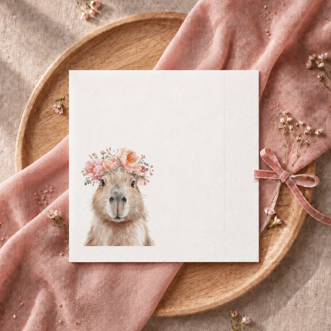 Servilleta De Papel Capybara Baby Shower • Boho style Napkin (Capybara Baby Shower Boho style Napkin)