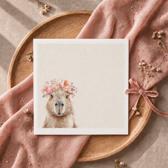 Servilleta De Papel Capybara Baby Shower • Boho style Napkin (Capybara napkin)