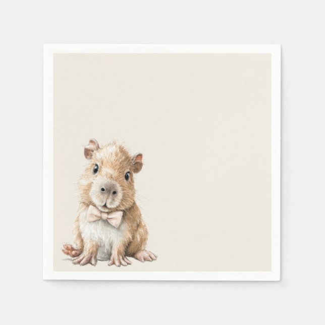 Servilleta De Papel Capybara Baby Shower Napkin • Girl Edition (Anverso)