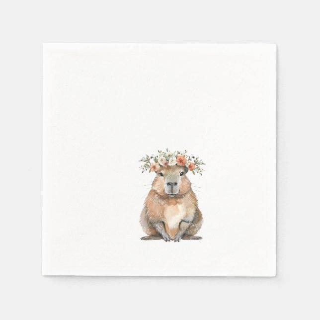 Servilleta De Papel Capybara Baby Shower • Oh Baby Wildflower (Anverso)