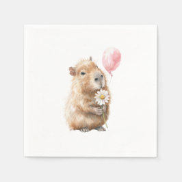 Servilleta De Papel Capybara Birthday Napkin • Cute Animal Party
