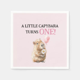 Servilleta De Papel Capybara Birthday Napkin • First Birthday