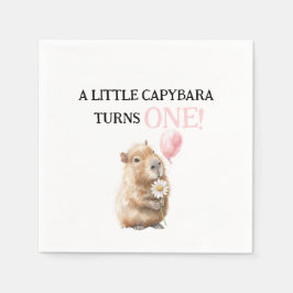 Servilleta De Papel Capybara Birthday Napkin • First Birthday