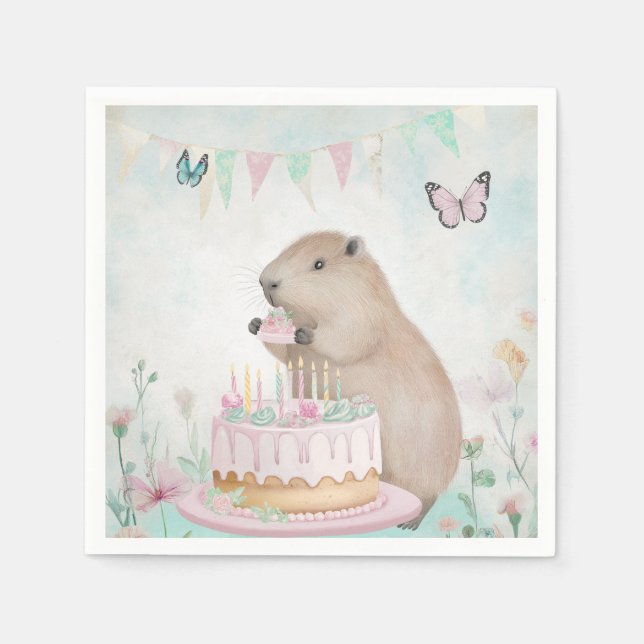Servilleta De Papel Capybara Cakefest Niños Fiestas Papeles (Anverso)