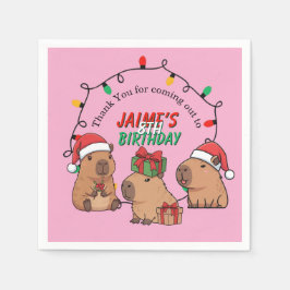 Servilleta De Papel Capybara rosa Navidad cumpleaños