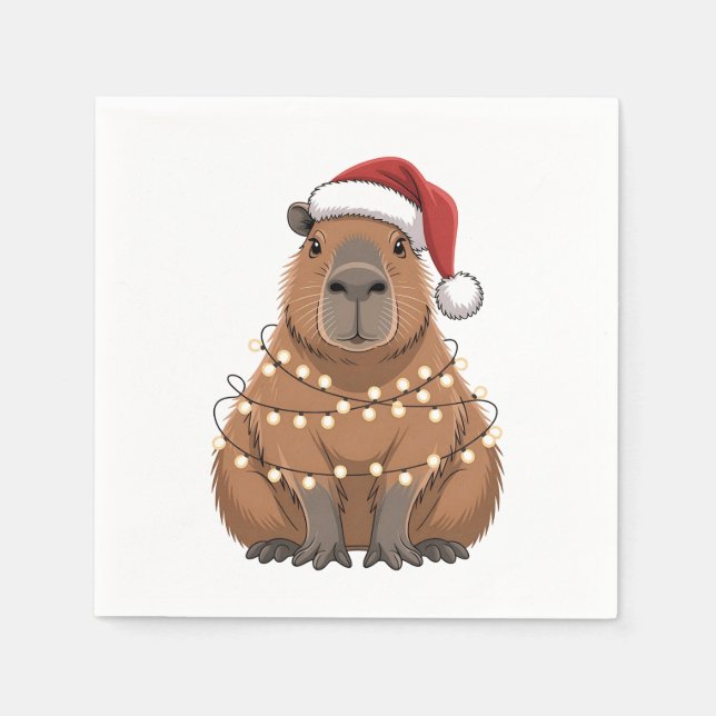 Servilleta De Papel Capybara Xmas coincidiendo Divertido Santa (Anverso)