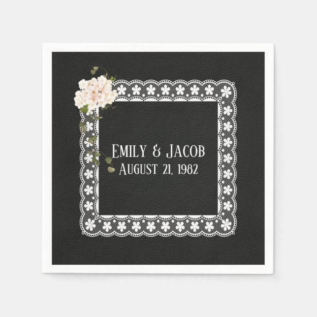 Servilleta De Papel Cara cuadrada sobre cuero negro (Anverso)