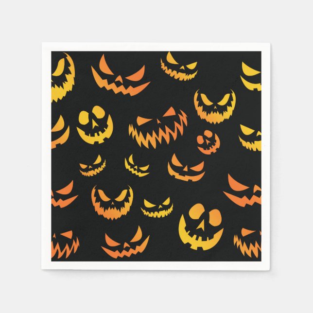 Servilleta De Papel Cara de calabaza de Jack O Lantern (Anverso)