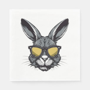 Servilleta De Papel Cara De Conejo Con Gafas De Sol Día De Pascua Para