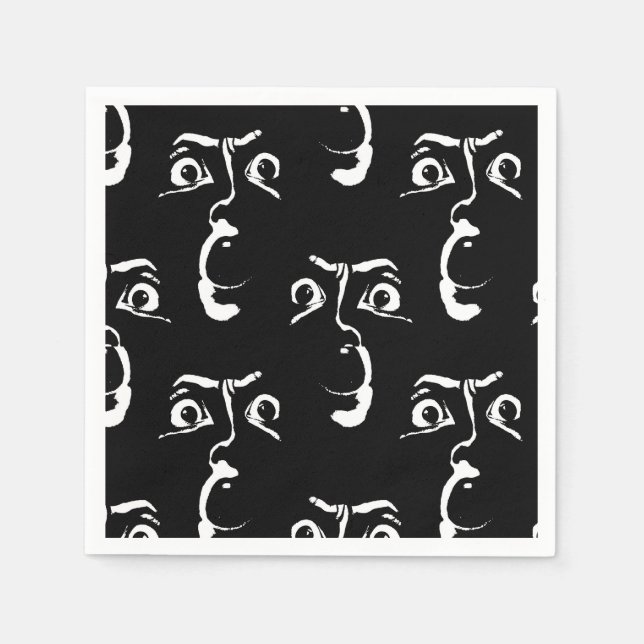 Servilleta De Papel cara de horror en blanco y negro (Anverso)