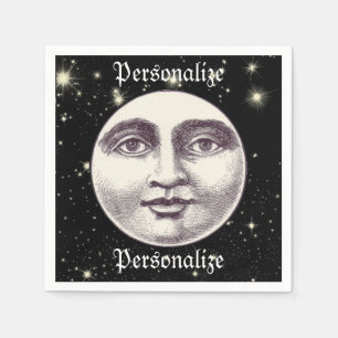 Servilleta De Papel Cara de luna llena vintage hombre en la luna