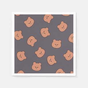 Servilleta De Papel Cara de Osito de Peluche Marrón Adorable Patrón Az
