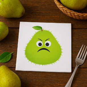 Servilleta De Papel Cara de pera difusa gruñona Personaje de fruta div