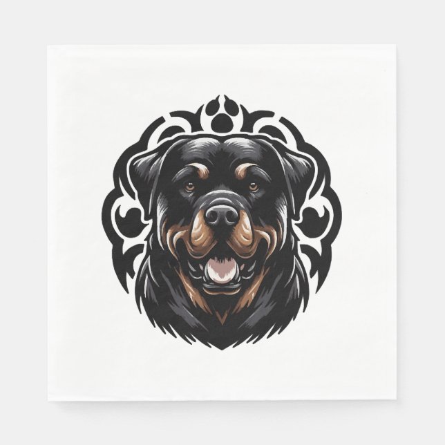 Servilleta De Papel Cara de perro de Rottweiler (Anverso)