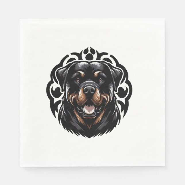 Servilleta De Papel Cara de perro Rottweiler (Anverso)