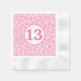 Servilleta De Papel Cara de sonrisa rosa preppy