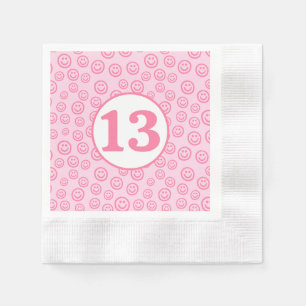 Servilleta De Papel Cara de sonrisa rosa preppy